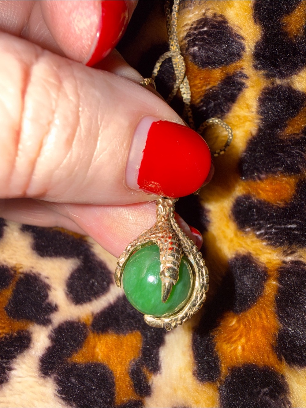 Jade and 14 kt gold eagle talon. 🦅